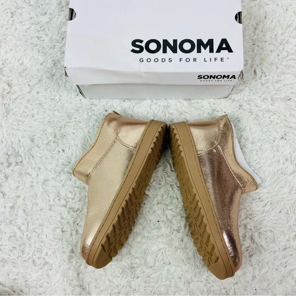 NWT Sonoma Kids rose Gold glitter shiny fleece lined Ankle Boots size 6